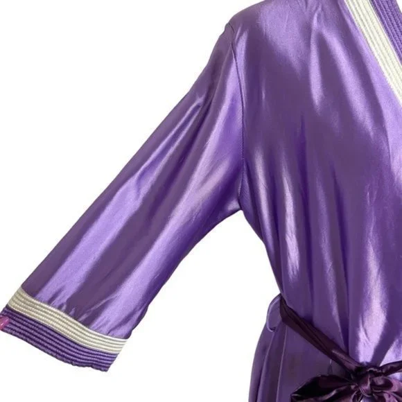 Vintage 70’s Maxi Robe Classics of California Royal Purple Long Large House Coat - Picture 3 of 8